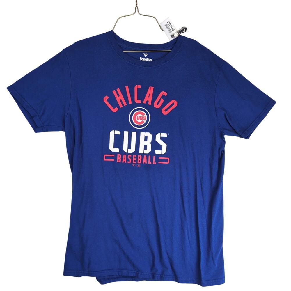 Chicago Cubs Baseball Men's L Graphic T-Shirt Fanatics‎ Blue Short Sleeve MLB
